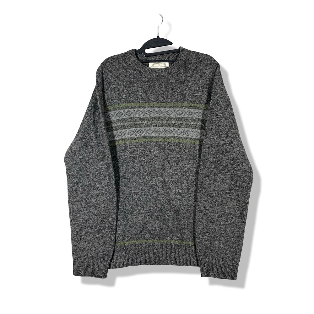White Stuff Laundered Classics Sweater Mens XL Gray Fair Isle Gorpcore Cabin